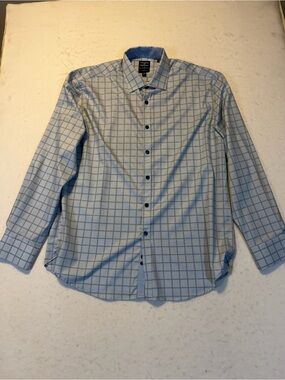 Society Of Threads Light Blue Windowpane Polo Shirt